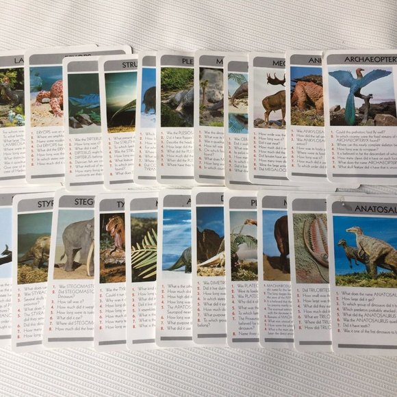 Dinosaur Quiz Kids Educational Card Game Prehistoric Animals Learning Homeschool - Picture 2 of 12